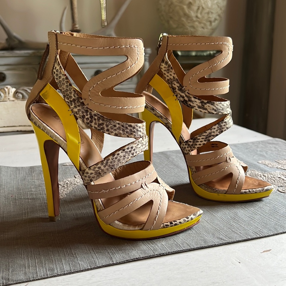 L.A.M.B - Yellow Cage Heels